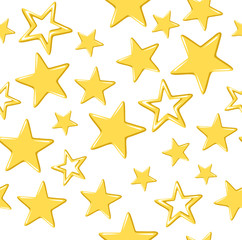 Fototapeta premium Gold stars on a white background. Vector seamless pattern.