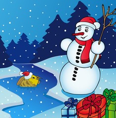 Landscape with Snowman