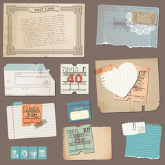 Set of Old paper objects - for design and scrapbook in vector - obrazy, fototapety, plakaty