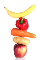 Fototapeta na wymiar fresh vegetables and fruit isolated on white