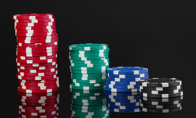 Casino chips isolated on black
