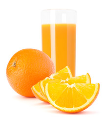 Juice glass and orange fruit