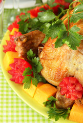 roasted chicken close-up. Thanksgiving Day