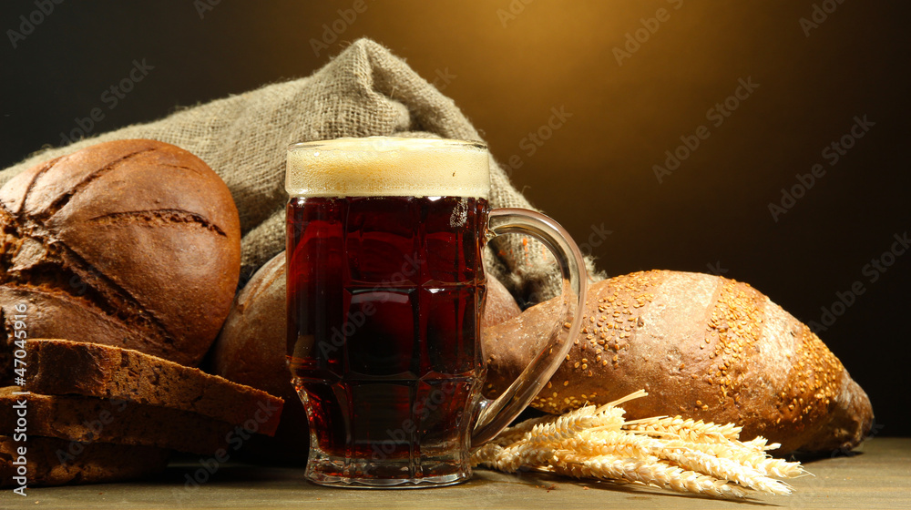 Canvas Prints tankard of kvass and rye breads with ears,