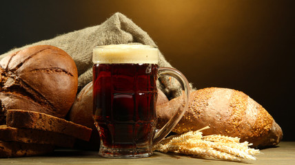 tankard of kvass and rye breads with ears,