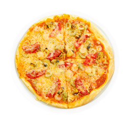 tasty pizza on the plate isolated on white