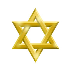 Golden David star on the white background