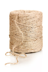 Hank of twine isolated on white.