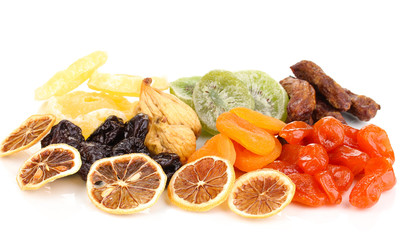 Dried fruits isolated on white