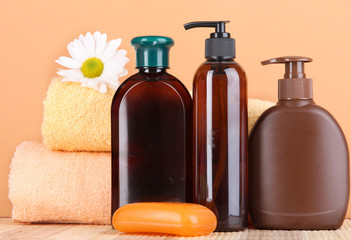 Set for care of a body on peach background