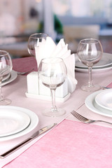 Elegant table setting in restaurant
