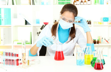 Young scientist in  laboratory.