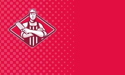 Butcher Cutter Worker Meat Cleaver Knife Retro