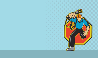 Electrician Construction Worker Retro