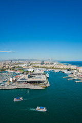 Fototapeta na wymiar Widok z lotu ptaka Port dzielnicy w Barcelonie, Hiszpania