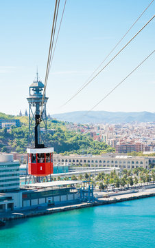 Cablecar over the port in Barcelona, Spain
