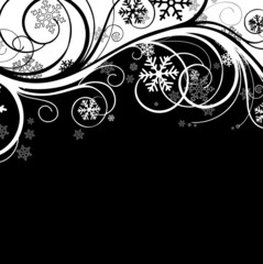 winter floral background with snowflakes