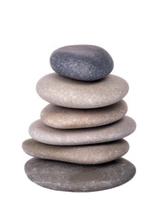 six grey stones isolated on white