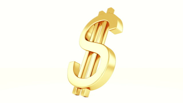Gold currency symbol ($ then &euro;)  fall down and breaks.