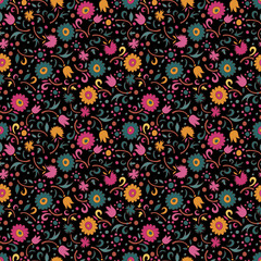 folkloric floral seamless pattern