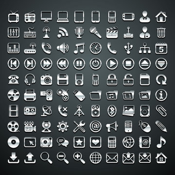 100 vector metallic icons