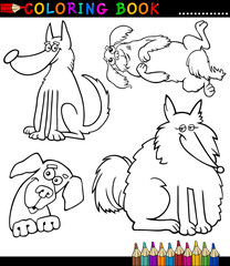 Cartoon Dogs or Puppies for Coloring Book