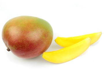 Delicious mango exotic fruit with two slices