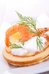 canape with cream and shrimp