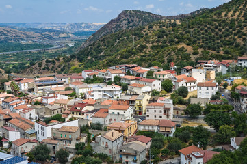 Fototapeta na wymiar Panoramiczny widok Valsinni. Basilicata. Włochy.
