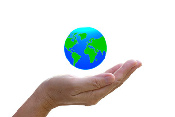 abstract globe in the hand, protect our world, save the earth