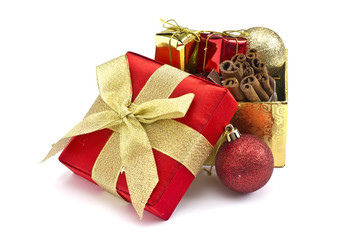 Decorative christmas composition isolated on white