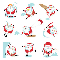 Extreme cartoon Santa set 2. EPS10. Separate layers