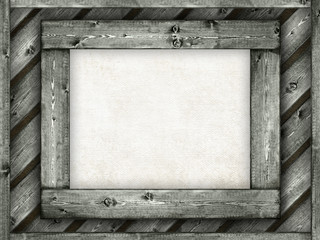 Template background - paper sheet on wooden frame