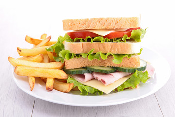 sandwich and fries