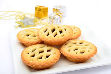Mince pies and christmas decorations