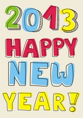 Happy New Year 2013 hand drawn vector doodle wishes