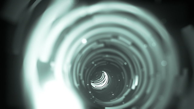 Wormhole through time and space, flashy high tech style.