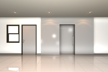 Home interior 3D rendering with twin door