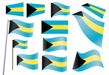 set of flags of the Bahamas vector illustration