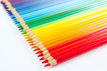 Set of multicolored pencils on a white background