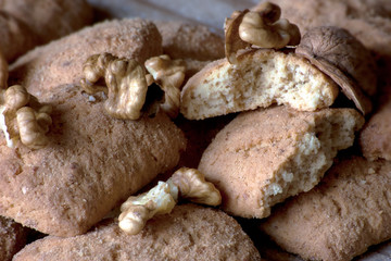 fresh biscotti with golden walnuts
