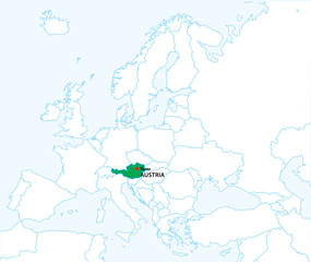 Austria on the map of Europe