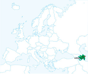 Azerbaijan on the map of Europe
