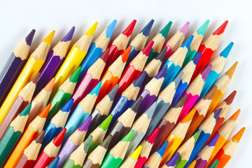 Set of color pencils for creativity on a white background