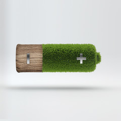 Grass covered battery - green energy concept - 47062988