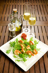 Prawn tail with rocket