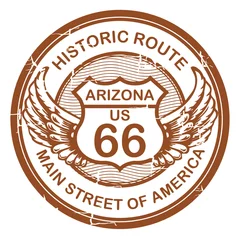 Wall murals Route 66 Stamp with the text Historic Route 66, Arizona, vector