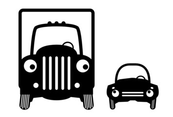 Big truck and small car, vector illustration