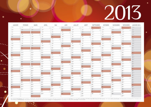 Calendrier ann&eacute;e 2013 design en Fran&ccedil;ais
