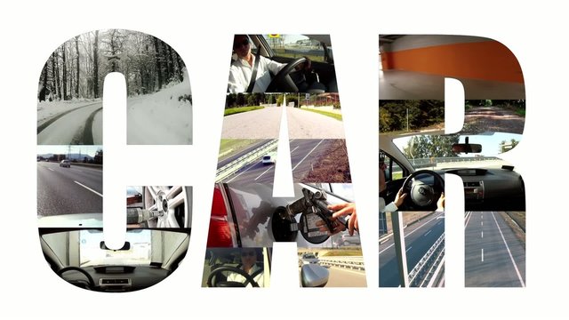 car collage on white